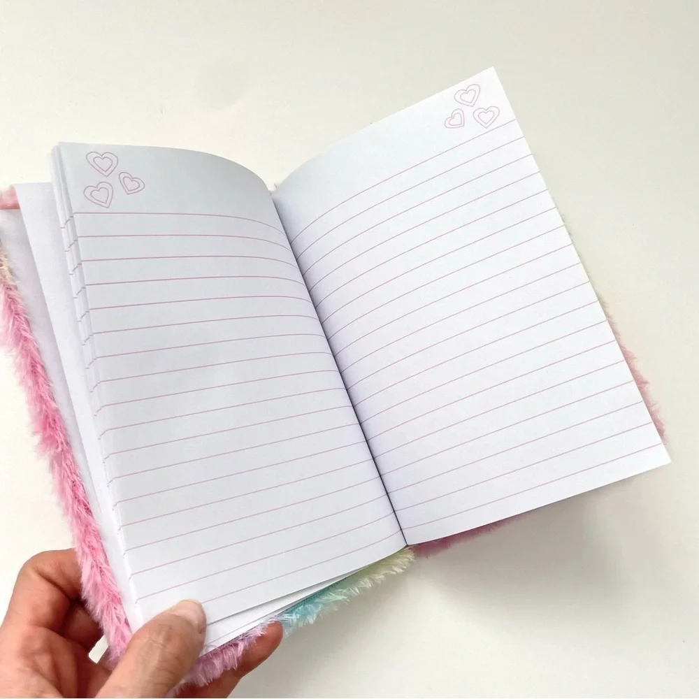 Girls Rainbow Fuzzy Teddy Unicorn Notebook - For Magical Adventures, Gre… - Picture 3 of 7